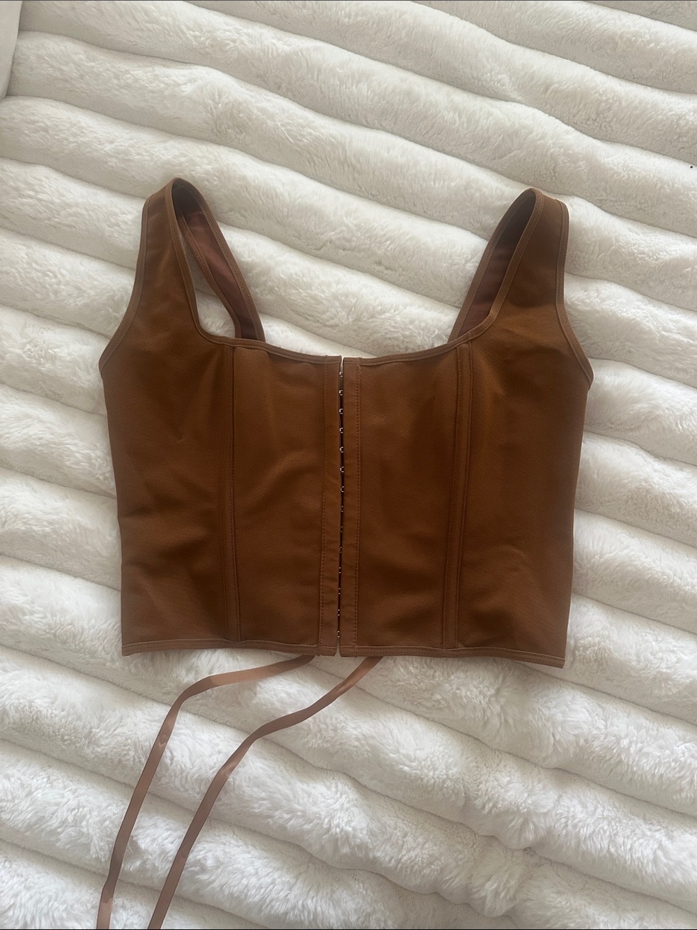 Brown Cropped square corset type top